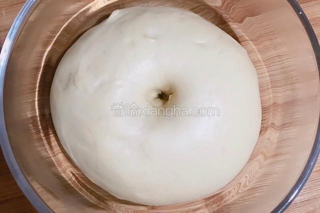 发酵好的面团，用手指戳个洞试一下，不回缩就好