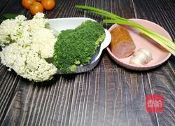 #河北菜#火腿炒双花的做法图解1