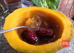 ＃蒸菜＃排毒养颜桃胶南瓜盅的做法图解4