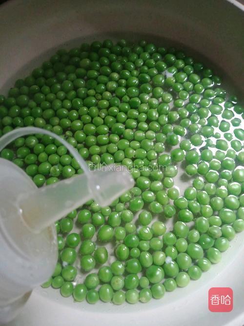 烧开水，把豌豆放入锅加入少量油，再次煮开，沥水捞出
