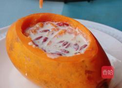 木瓜蒸牛奶百合的做法图解6