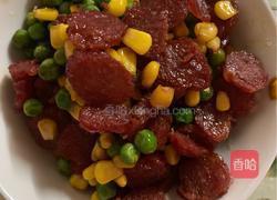 腊肠玉米豇豆的做法图解3