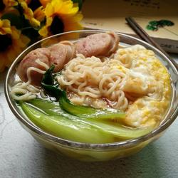 火腿肠鸡蛋青菜面的做法[图]