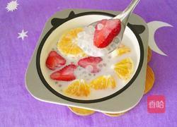 草莓香橙奶香西米露的做法图解16