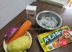 Illustration of how to make curry prawns 1