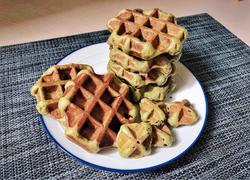 治愈系美食：抹茶巧克力豆&抹茶芋泥比利时松饼（高粉酵母版）