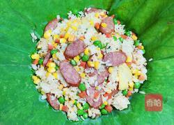 鲜蔬肉肠荷叶蒸饭的做法图解12