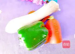 Illustration of how to make stir-fried king oyster mushrooms with carrots and green peppers 1