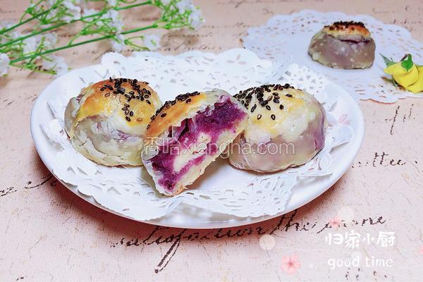 椰浆紫薯奶皮月饼