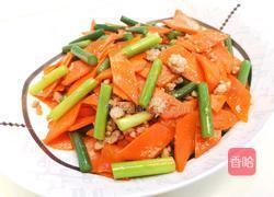 蒜薹肉末炒胡萝卜的做法图解9