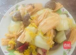 娃娃菜腐竹烧丸子的做法图解9