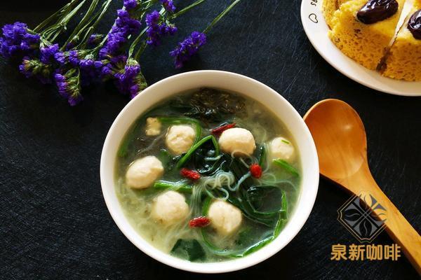 菠菜丸子粉丝汤