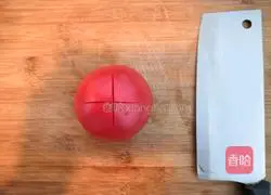 Illustration of tomato and enoki mushroom tofu soup 2