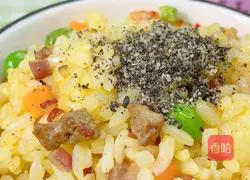 Illustration of golden foie gras fried rice 10