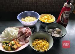 虾仁培根菠萝披萨的做法图解1