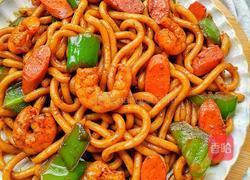 黑椒虾仁火腿乌冬面的做法图解6