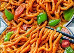 青椒火腿乌冬面的做法图解4