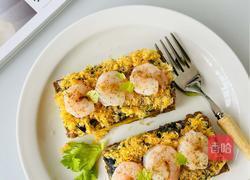 【减脂推荐】会爆浆的芝士肉松虾仁三明治的做法图解4