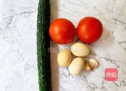 Illustration of how to make scrambled eggs with tomato and cucumber 1