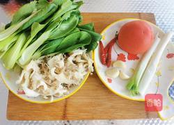 西红柿炒蘑菇油菜的做法图解1