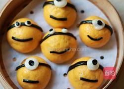 一次发酵的小黄人卡通豆沙包的做法图解11