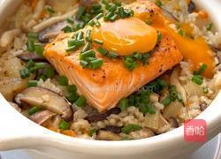 三文鱼菌菇蒸饭的做法图解8