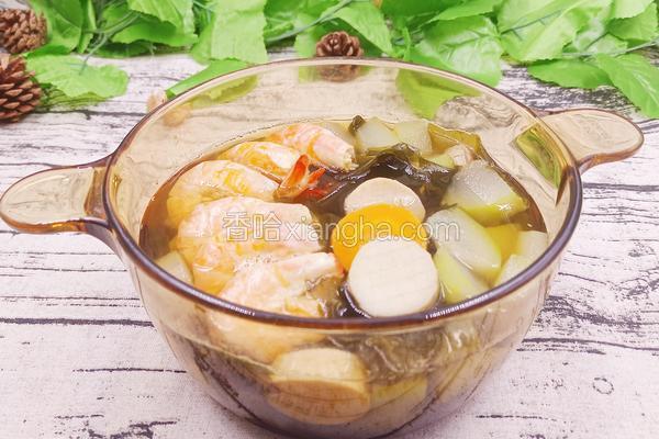 日式冬瓜裙带鲜虾菌菇汤