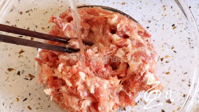 猪肉馅中放入食用油