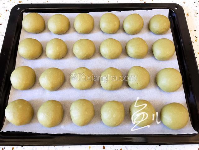 揉成小面包，摆放在烤盘中