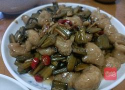 酸芋苗炒猪大肠的做法图解4