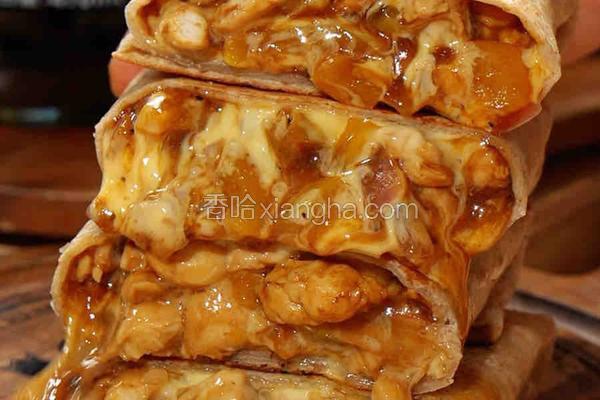 爆浆芝士鸡肉卷饼