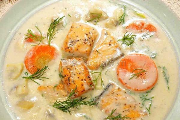 三文鱼奶油蘑菇汤