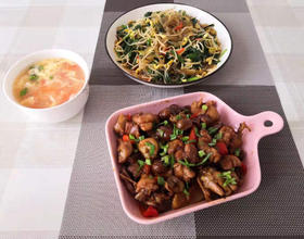 栗子雞+韭菜豆芽炒粉條