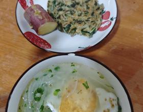 蚂蚱菜饼子，蒸红薯[图]