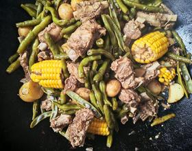 【排骨炖豆角玉米土豆】东北特色铁锅炖！[图]